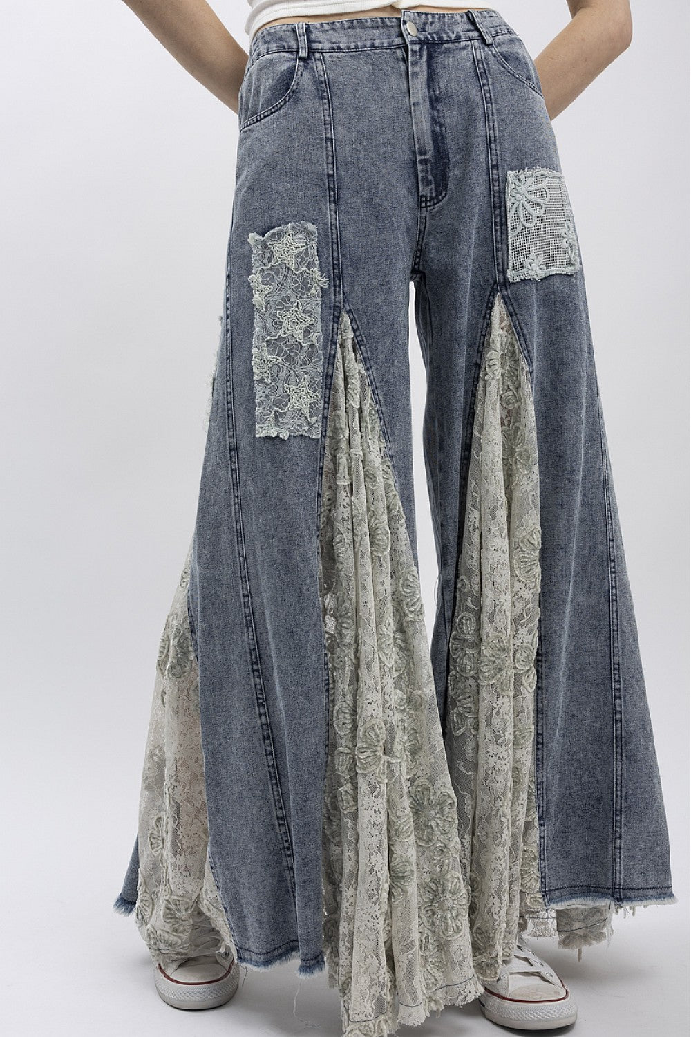 PREORDER - Floral Print Lace Panel Pants