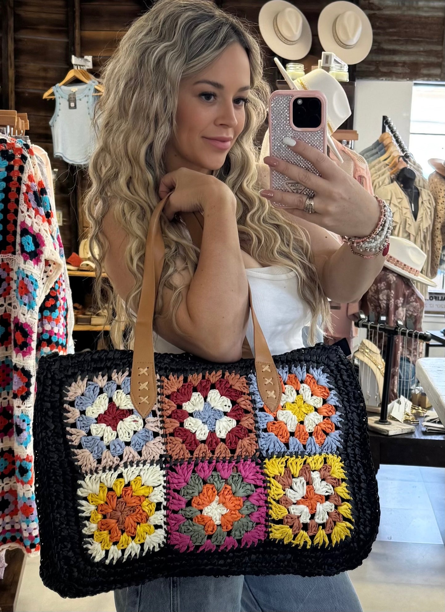 Granny Tile Crochet Tote Bag