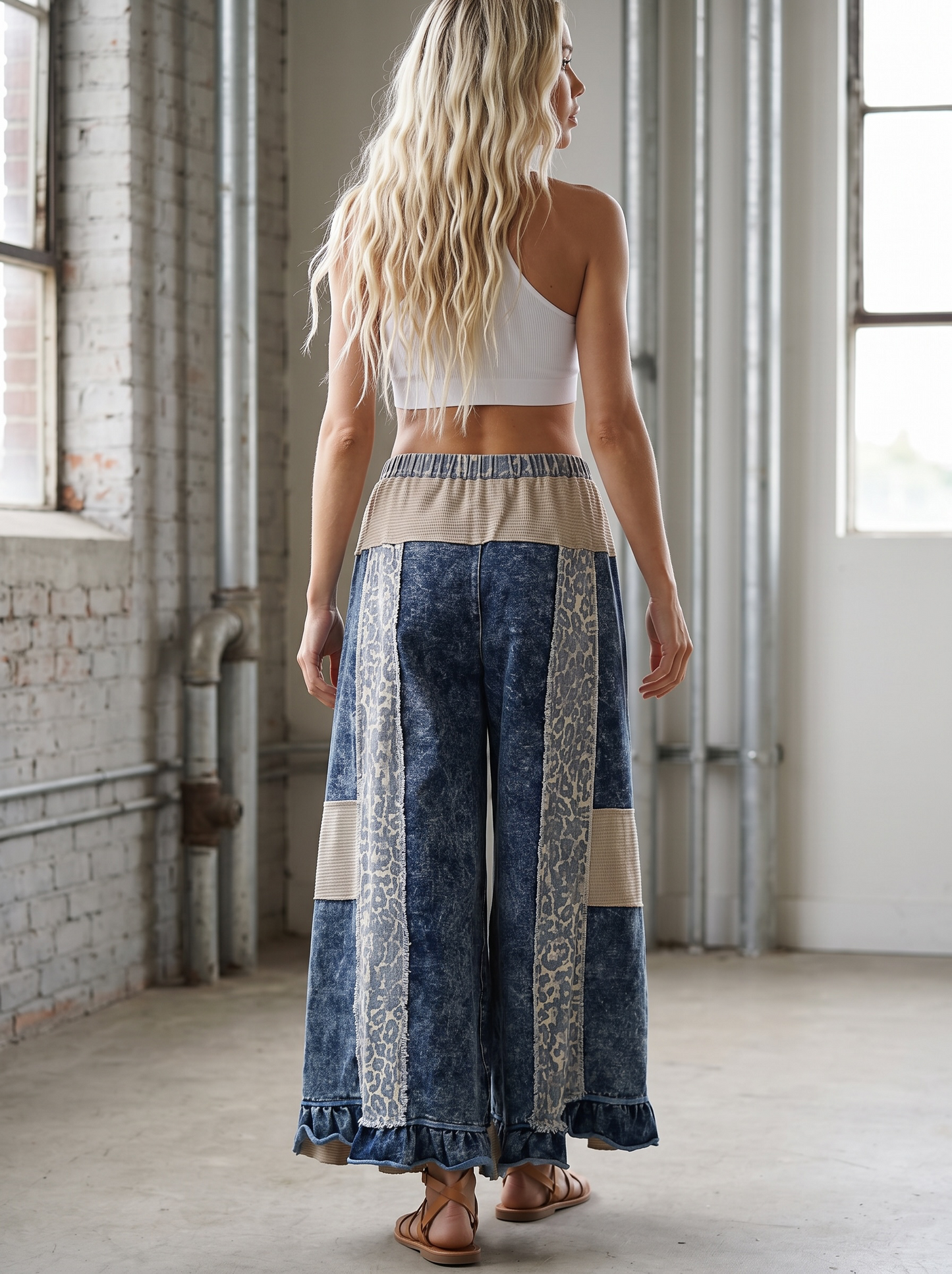 POL French Terry Ruffle Hem Pants