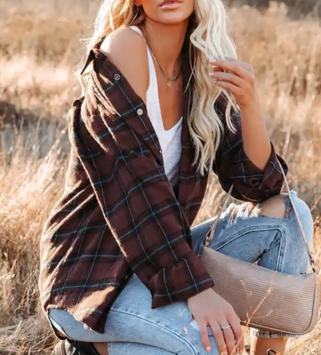 La Miel Plaid Button Down Top