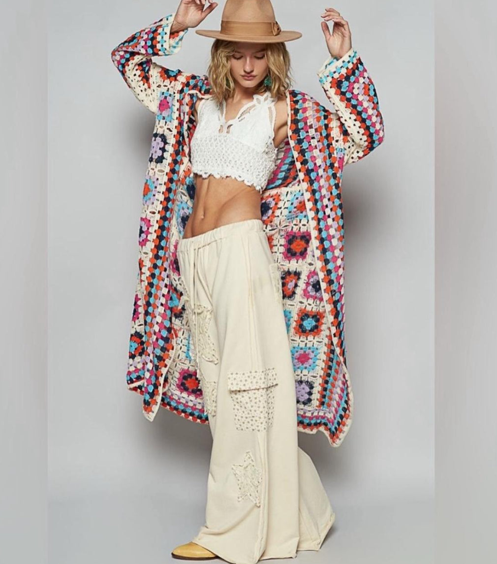 POL Granny Tile Crochet Cardigan