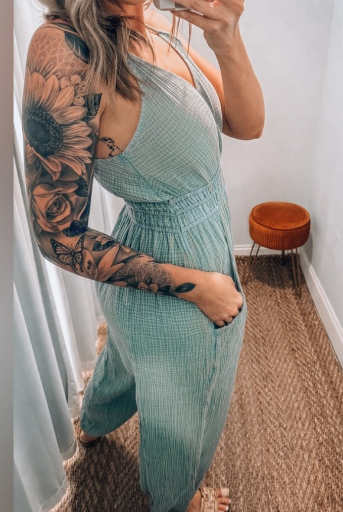 Very J Textured Jumpsuit