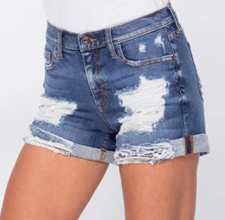 Sneak Peek Distressed Cuffed Shorts