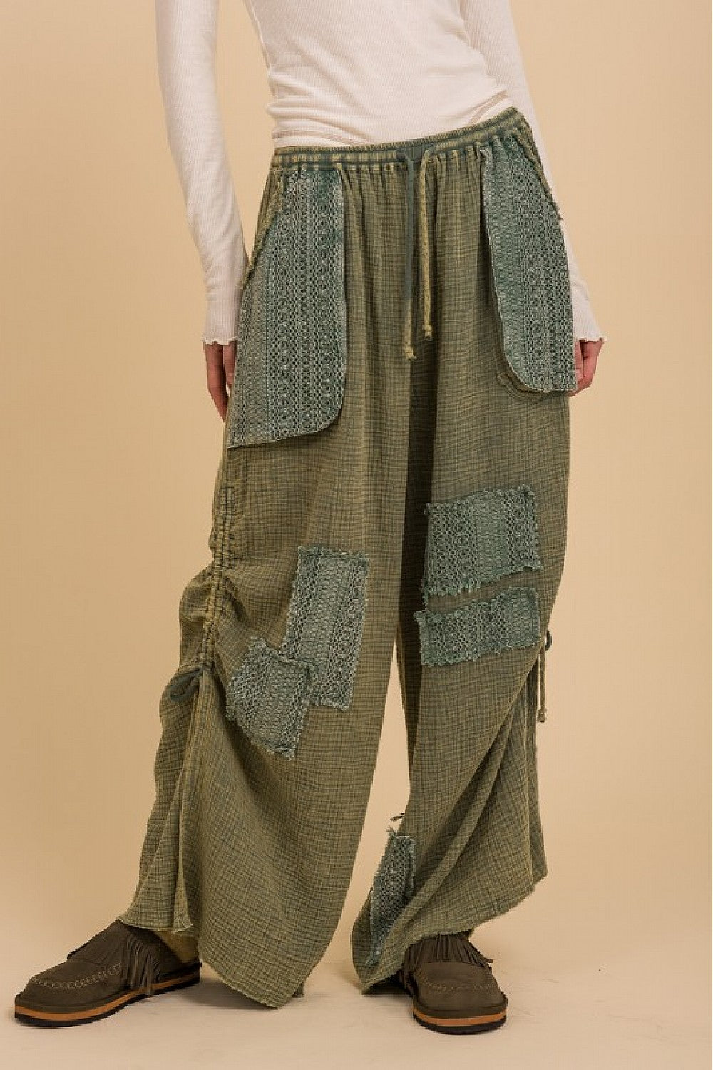 Bluevelvet Patchwork Cinched Pants