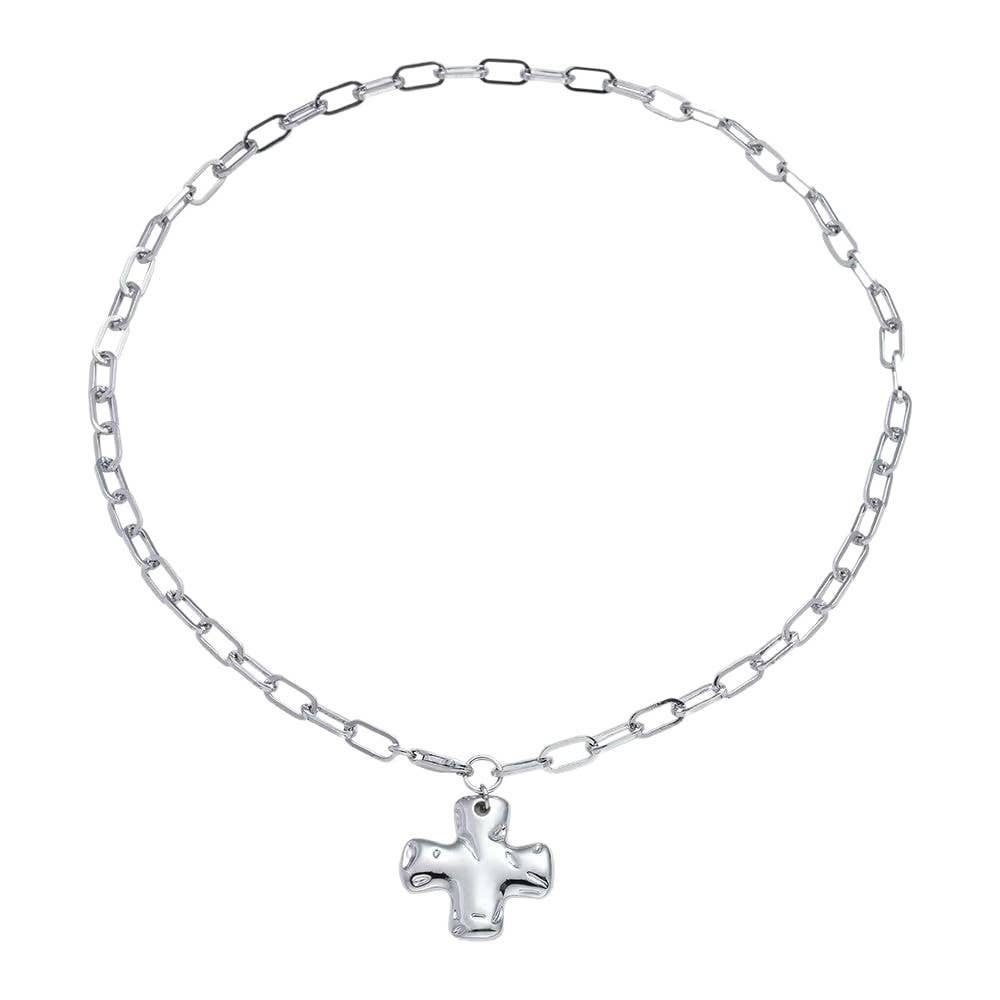 NOTABLE HAMMERED CROSS FRONT TOGGLE NECKLACE | 40NK9666
