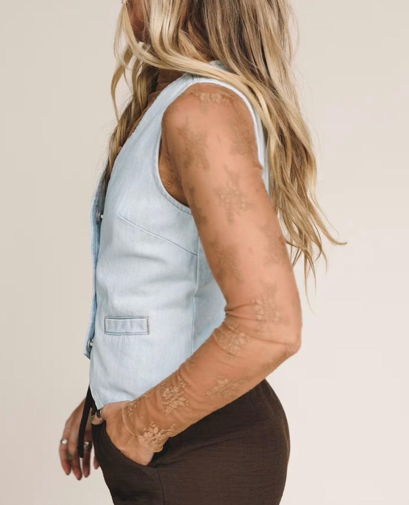 Light Wash Denim Vest