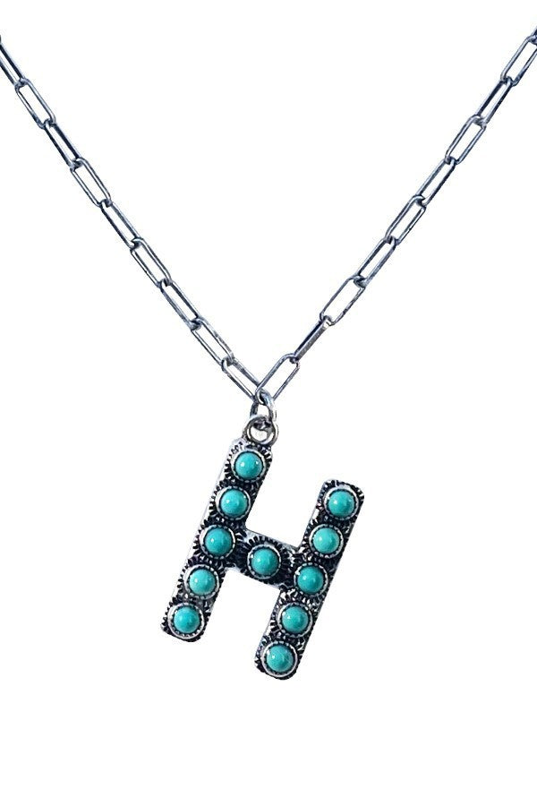 Western Turquoise Initial Necklace