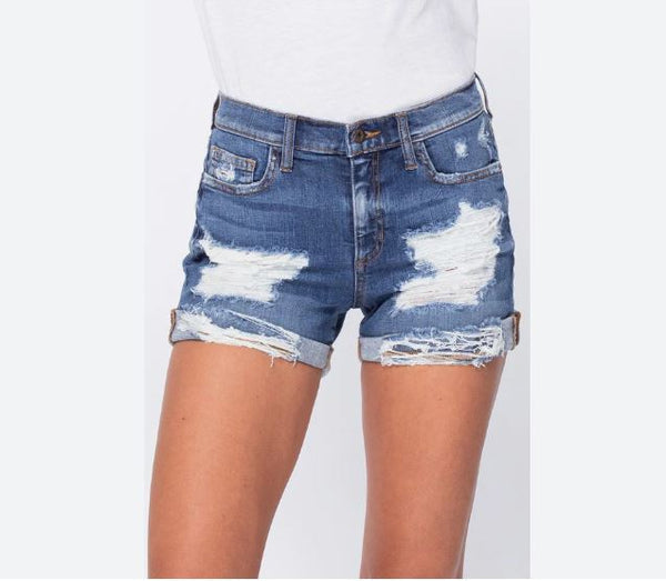 Sneak Peek Distressed Cuffed Shorts