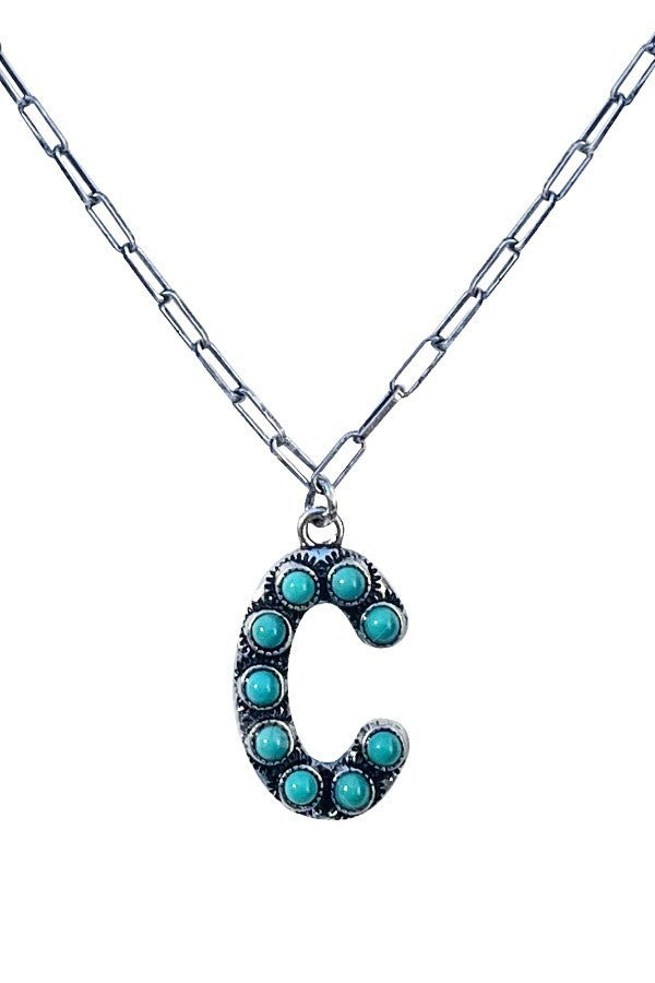 Western Turquoise Initial Necklace