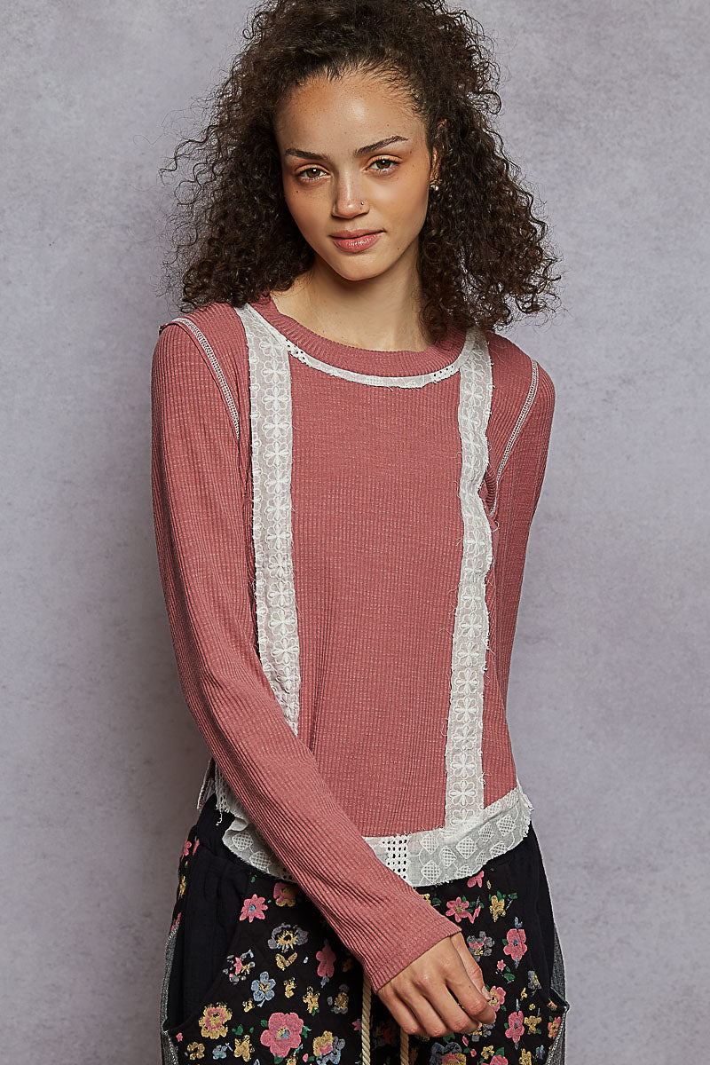 POL Crochet Ribbed Top