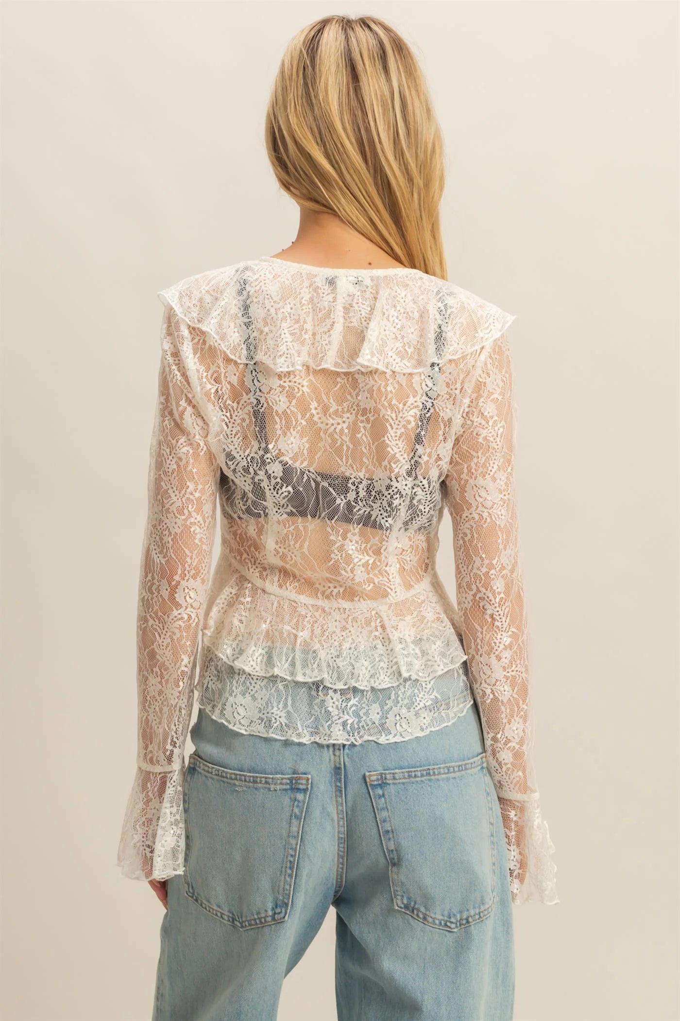 Lace Tie Front Blouse