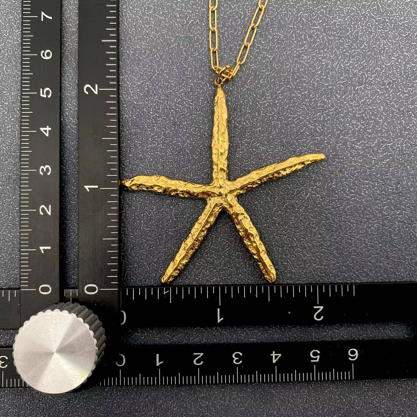 18K Gold Plated SS Starfish Charm Long Chain Necklace - FGS