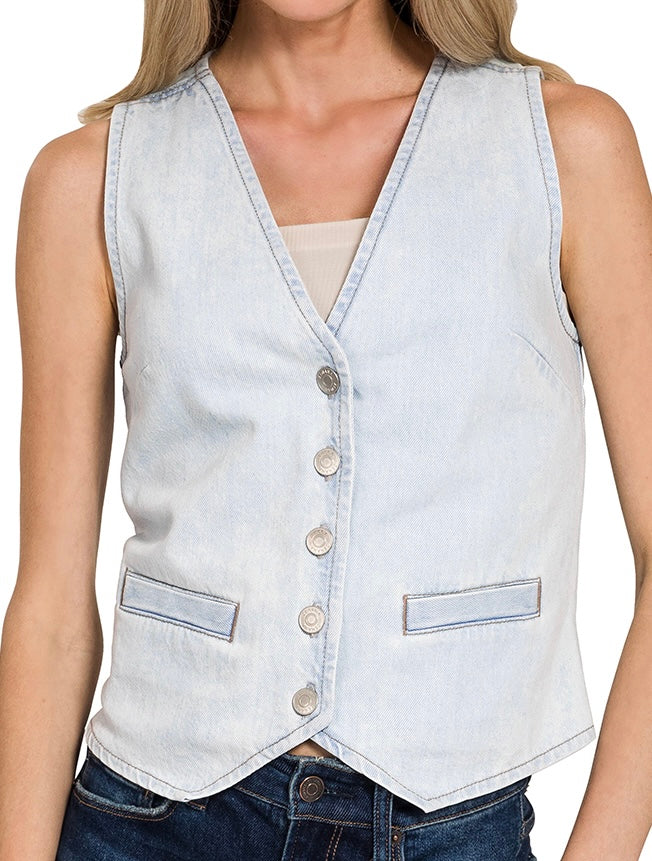 Light Wash Denim Vest