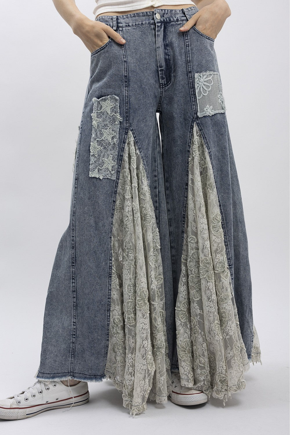 PREORDER - Floral Print Lace Panel Pants