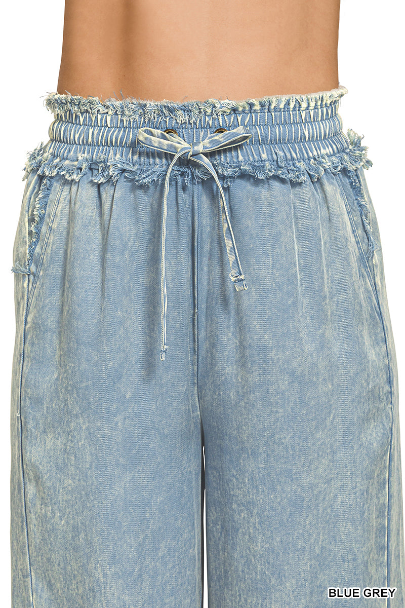 Washed Tencel Wide Leg Pants