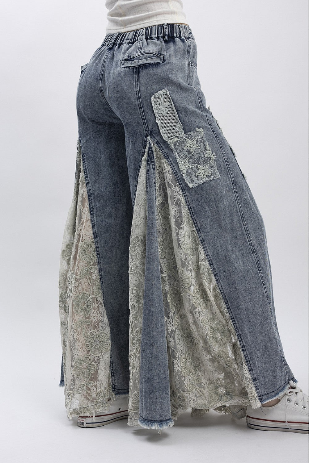 PREORDER - Floral Print Lace Panel Pants