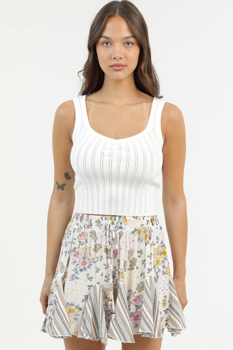 BS909-HL58-FQ31 TWIN PRINT GODET SHORTS