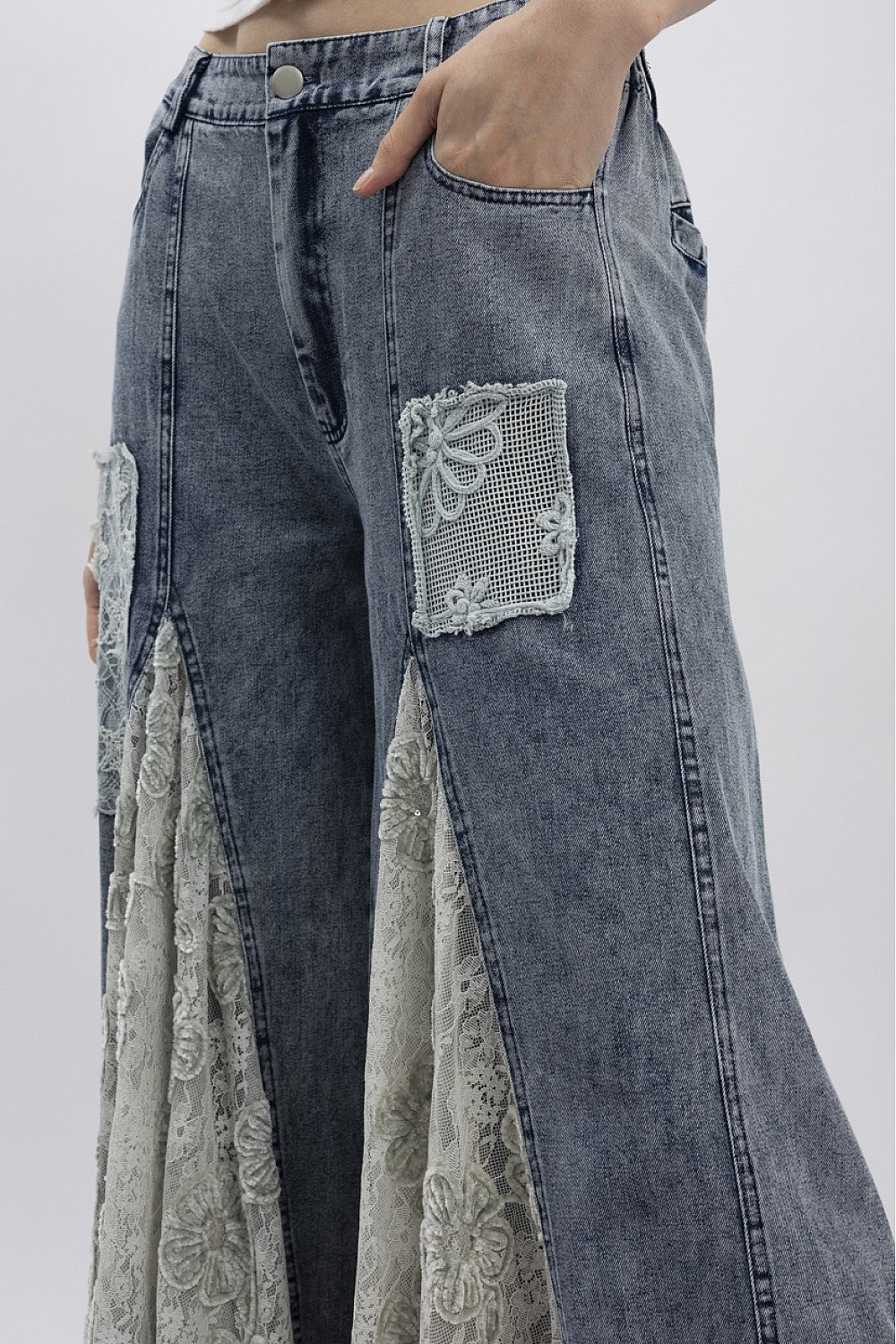 PREORDER - Floral Print Lace Panel Pants