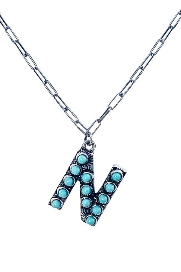 Western Turquoise Initial Necklace