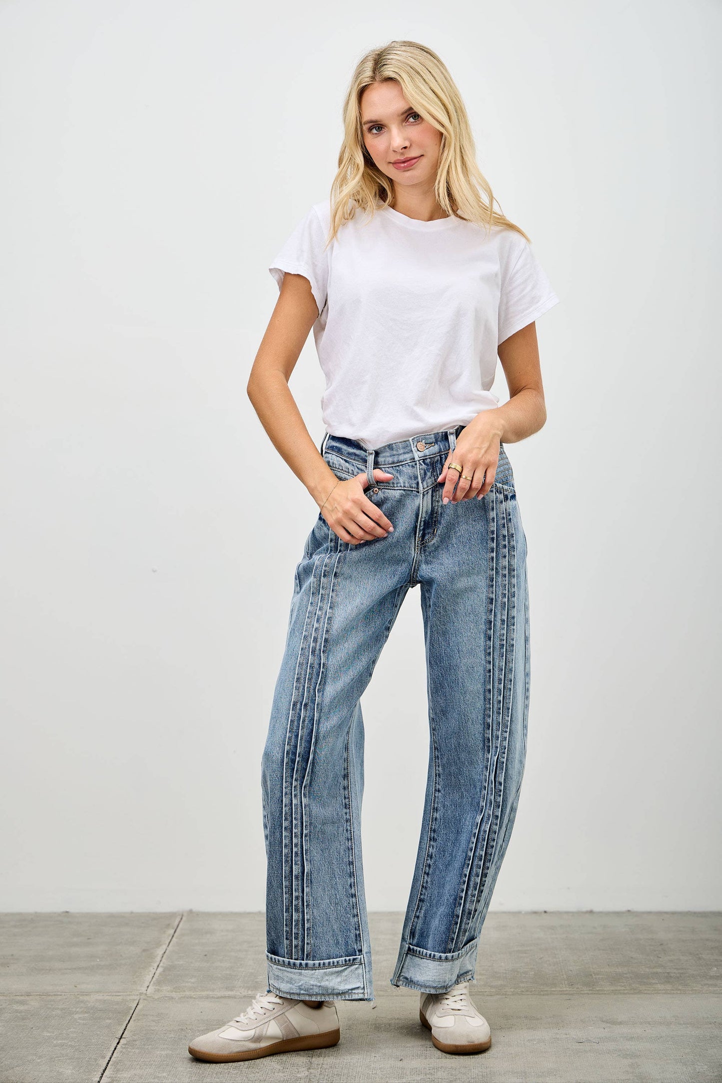 PREORDER- Saige Pleated Barrel Jeans