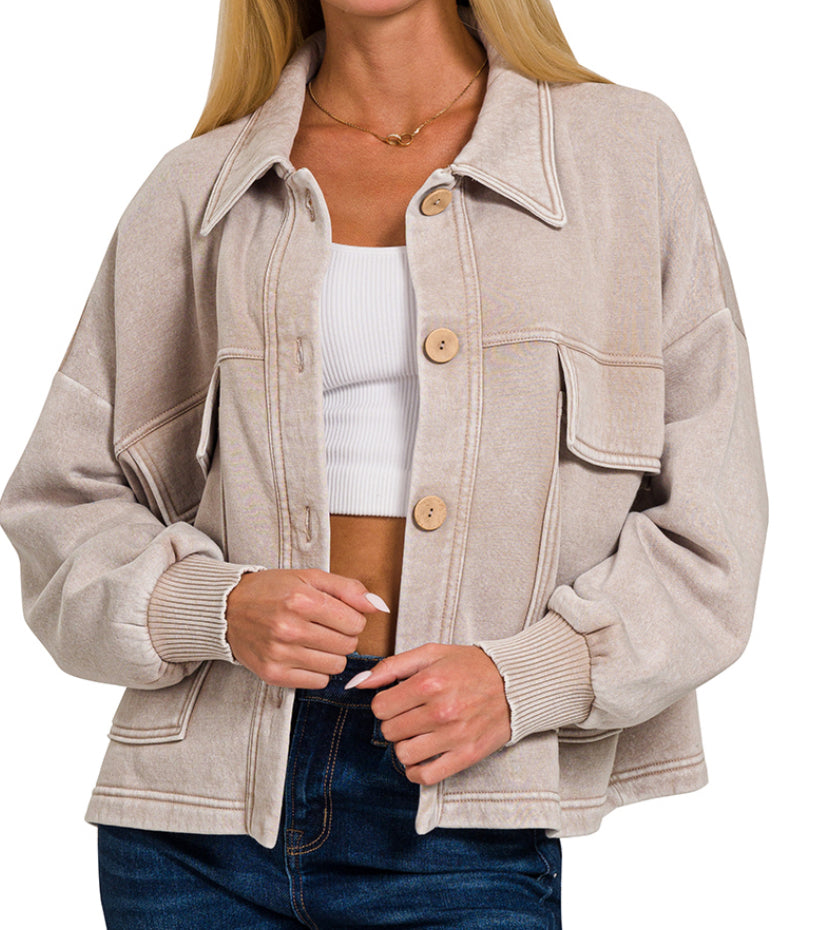 Washed Button Down Shacket