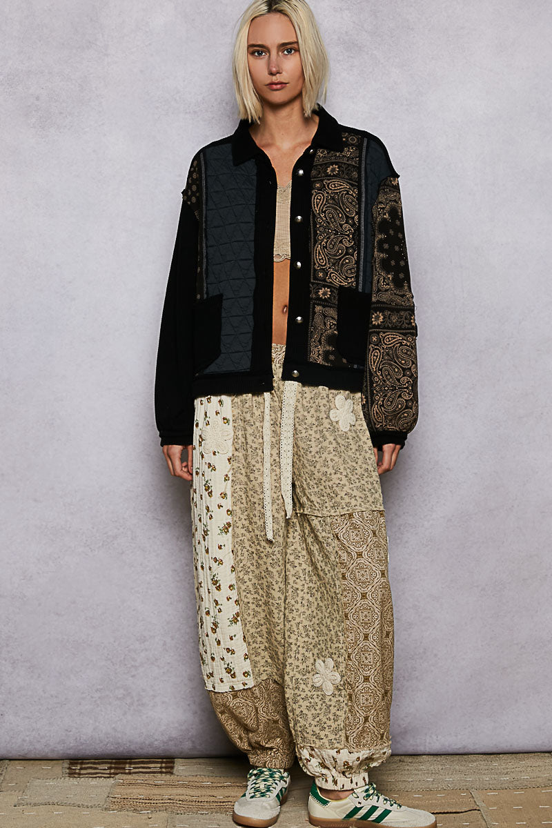 POL Bandana Print Quilted Jacket