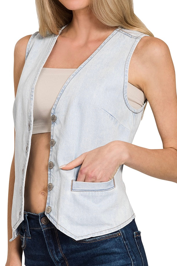 Light Wash Denim Vest