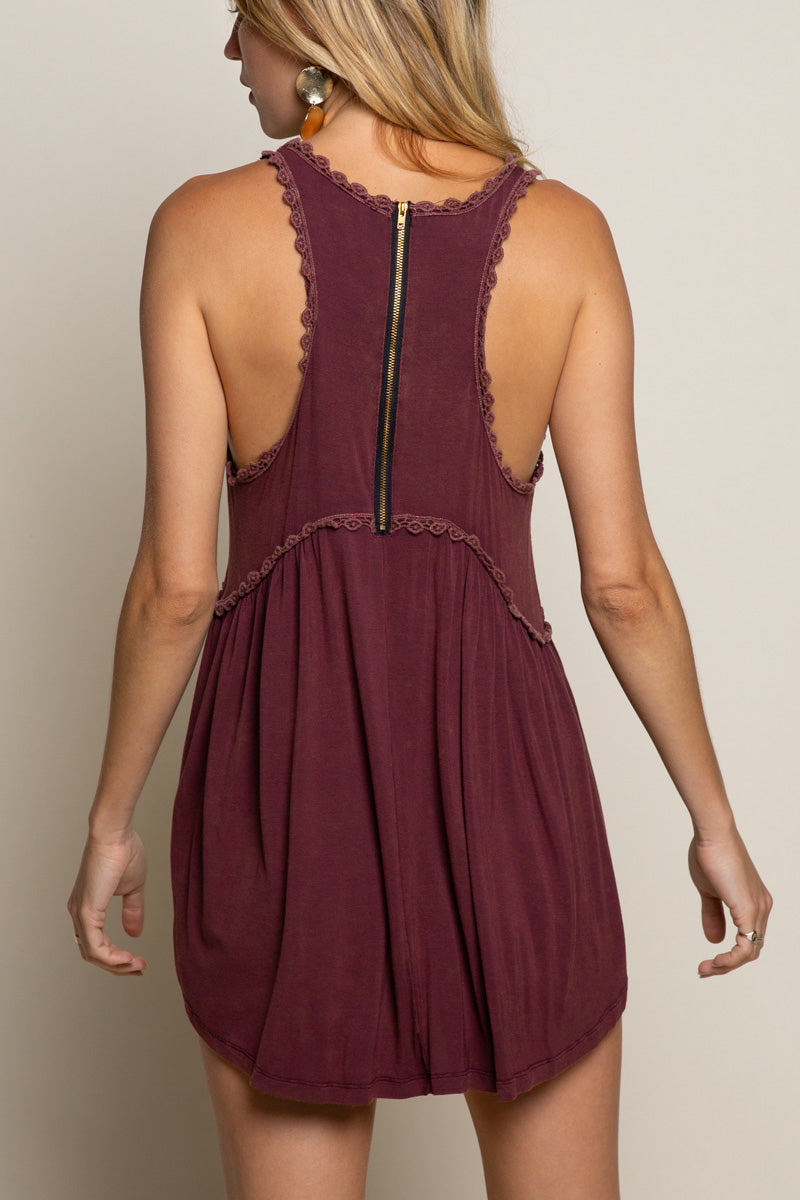 POL Zipper Back Babydoll Tank