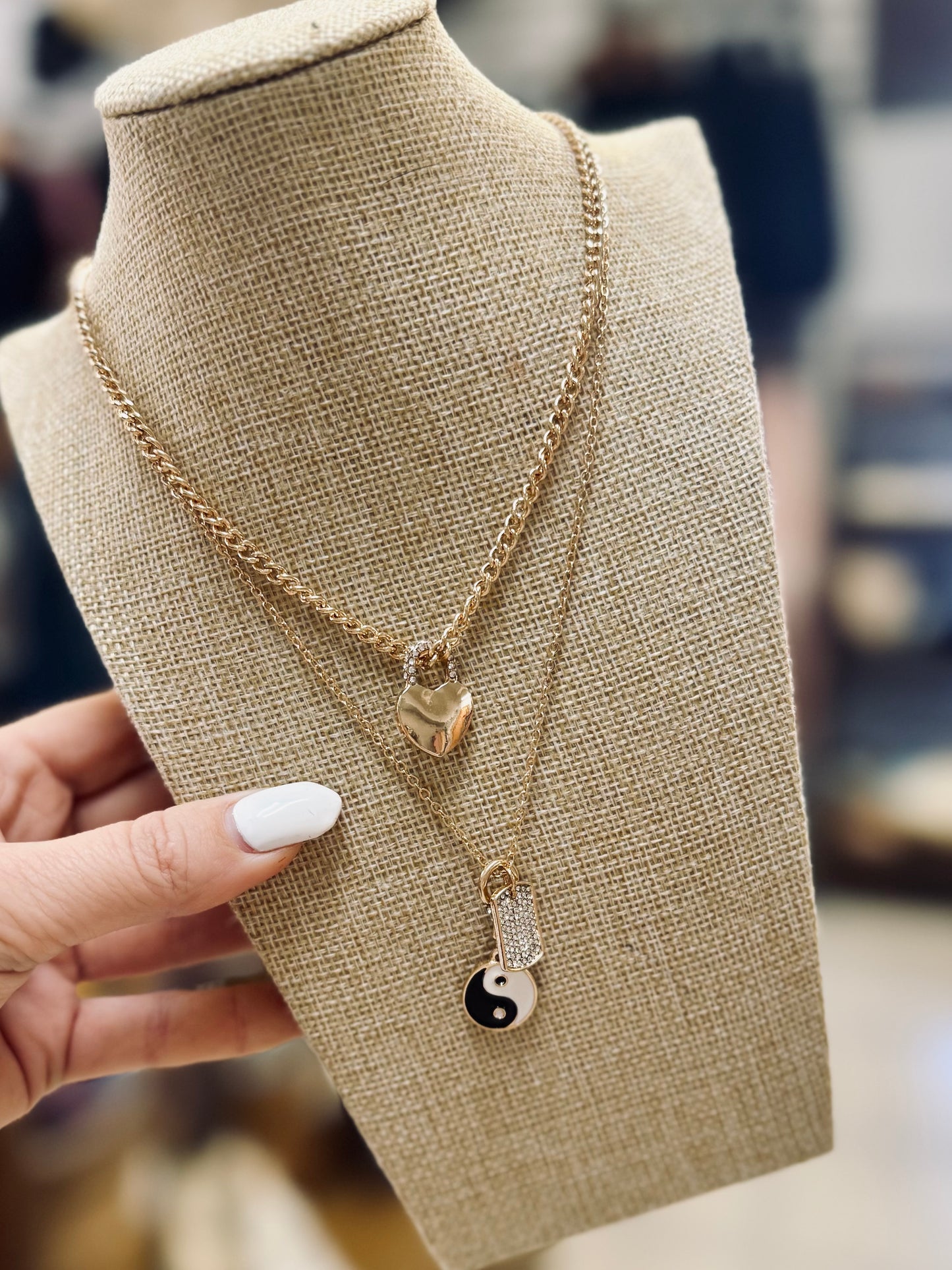 Boho Love Yin Yang Charm Necklace Set