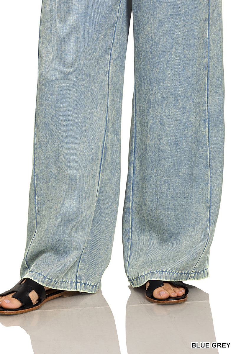 Washed Tencel Wide Leg Pants
