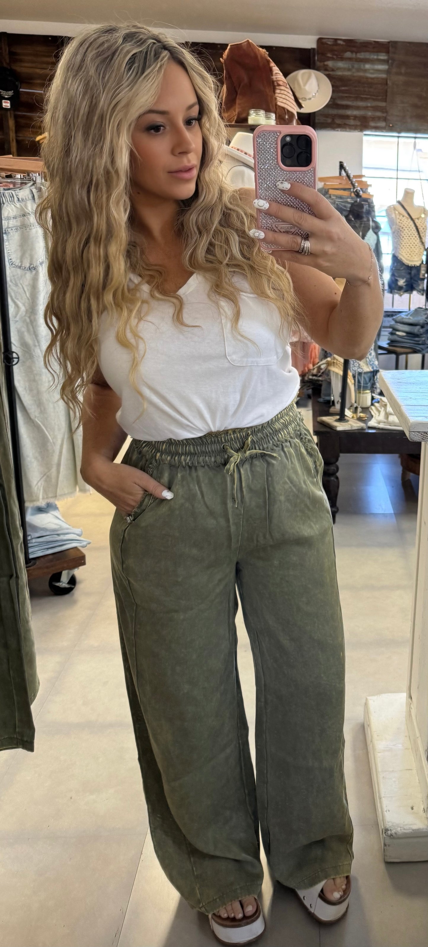 Washed Tencel Wide Leg Pants