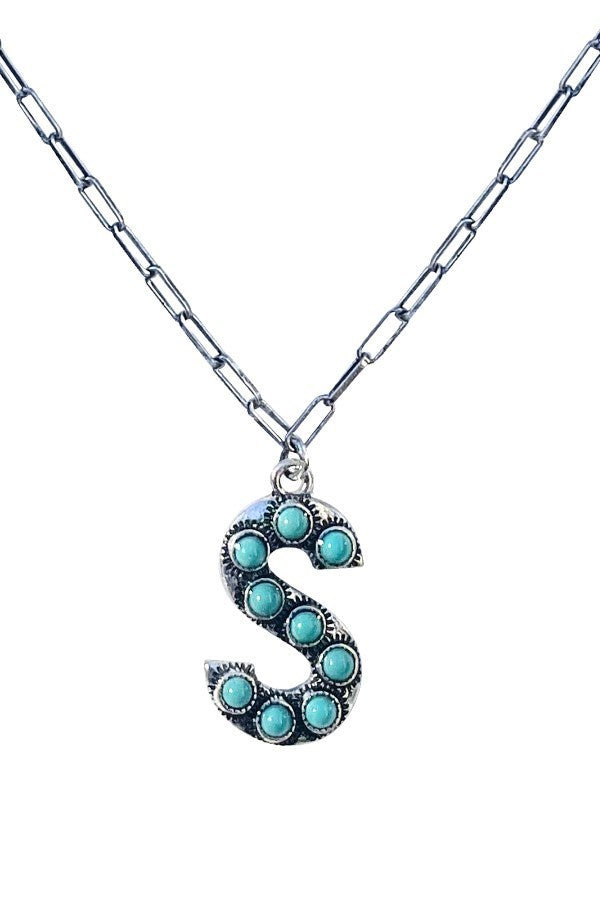 Western Turquoise Initial Necklace