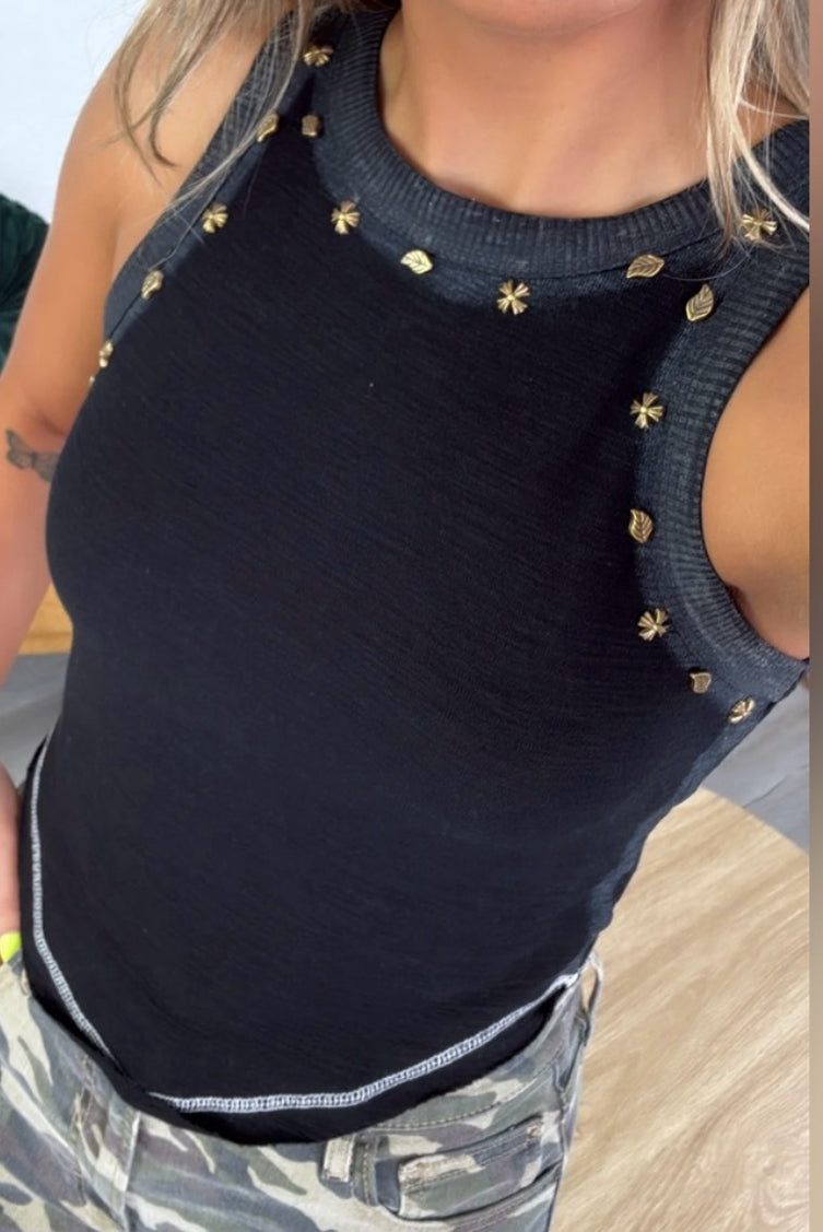 POL Studded Cropped Tank