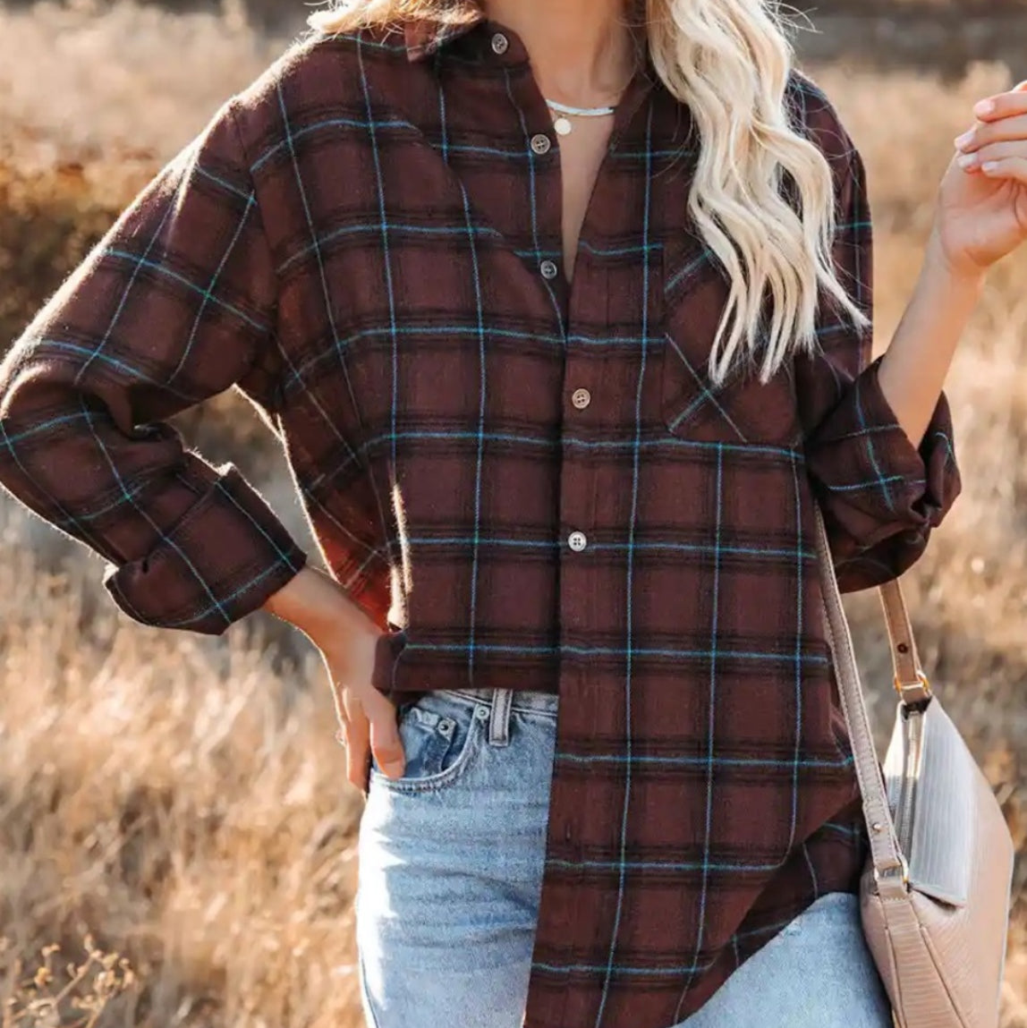 La Miel Plaid Button Down Top