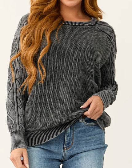 Cable Knit Washed Sweater Top