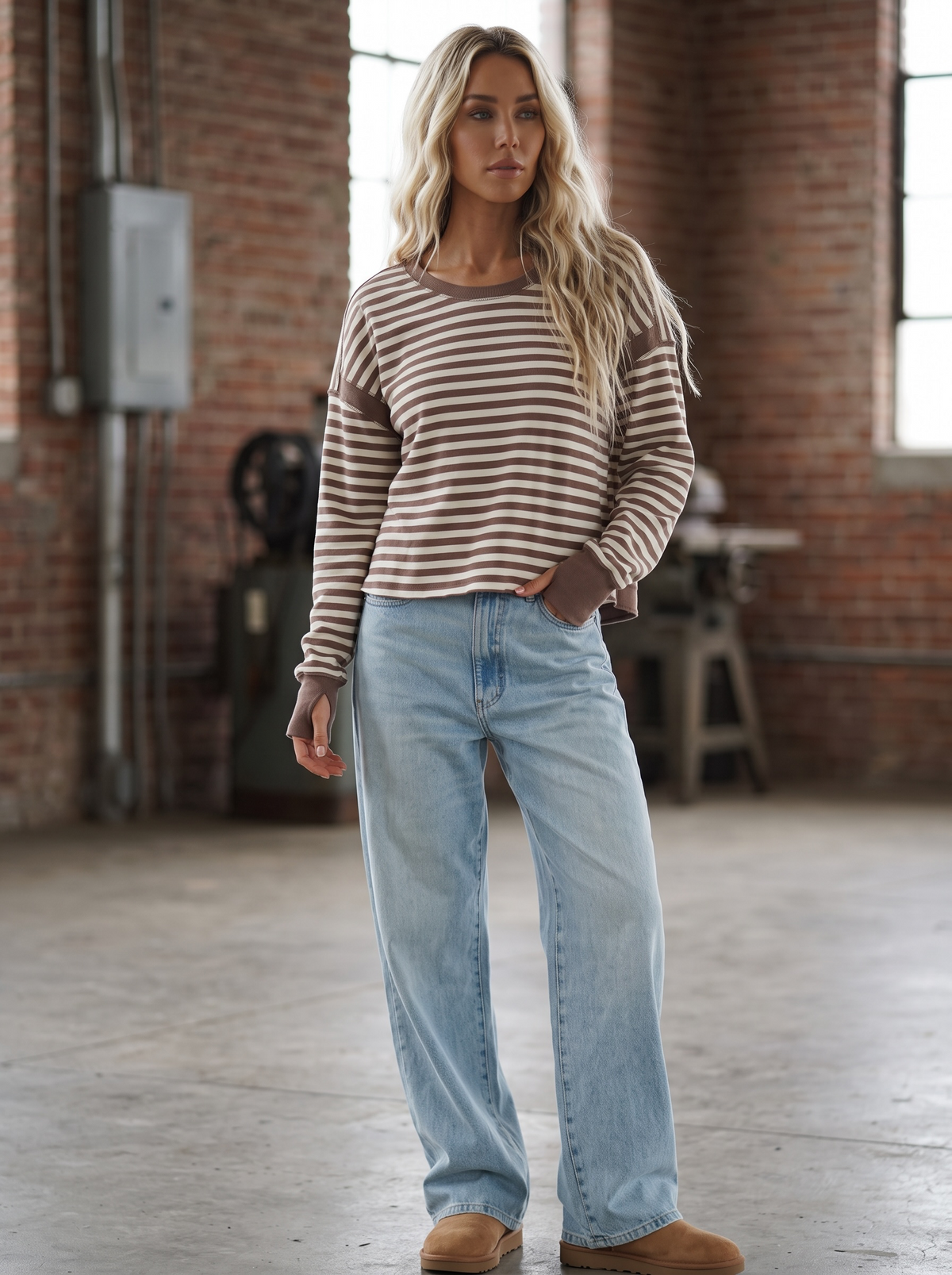 Striped Open Back Top