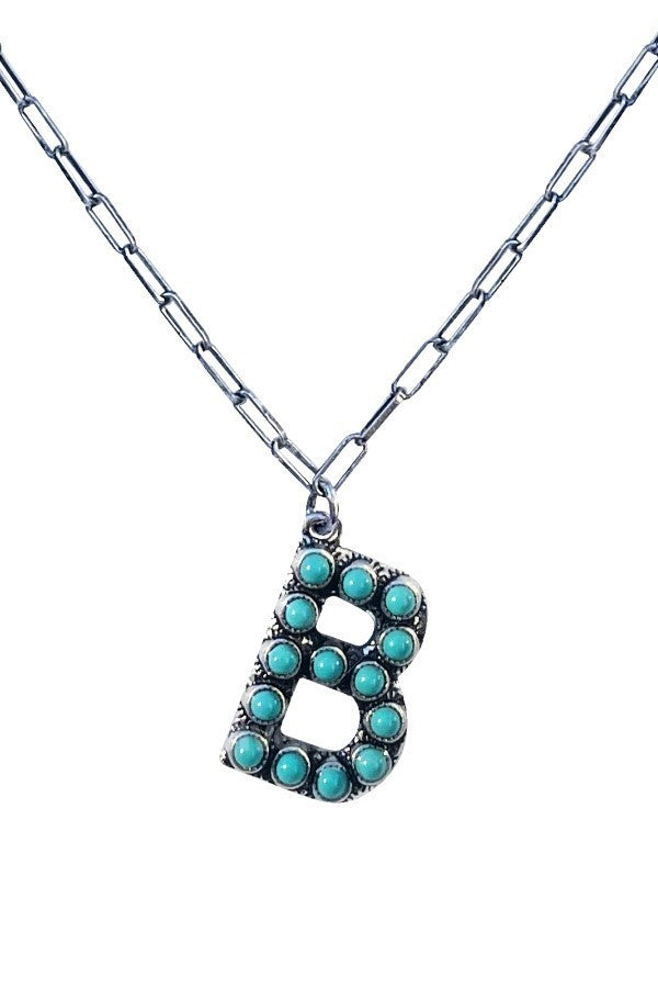 Western Turquoise Initial Necklace