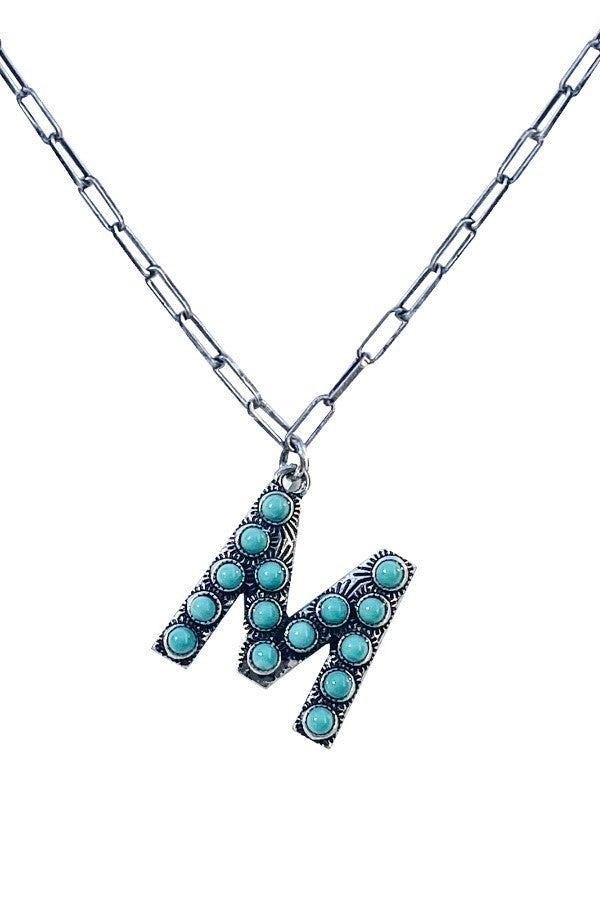 Western Turquoise Initial Necklace