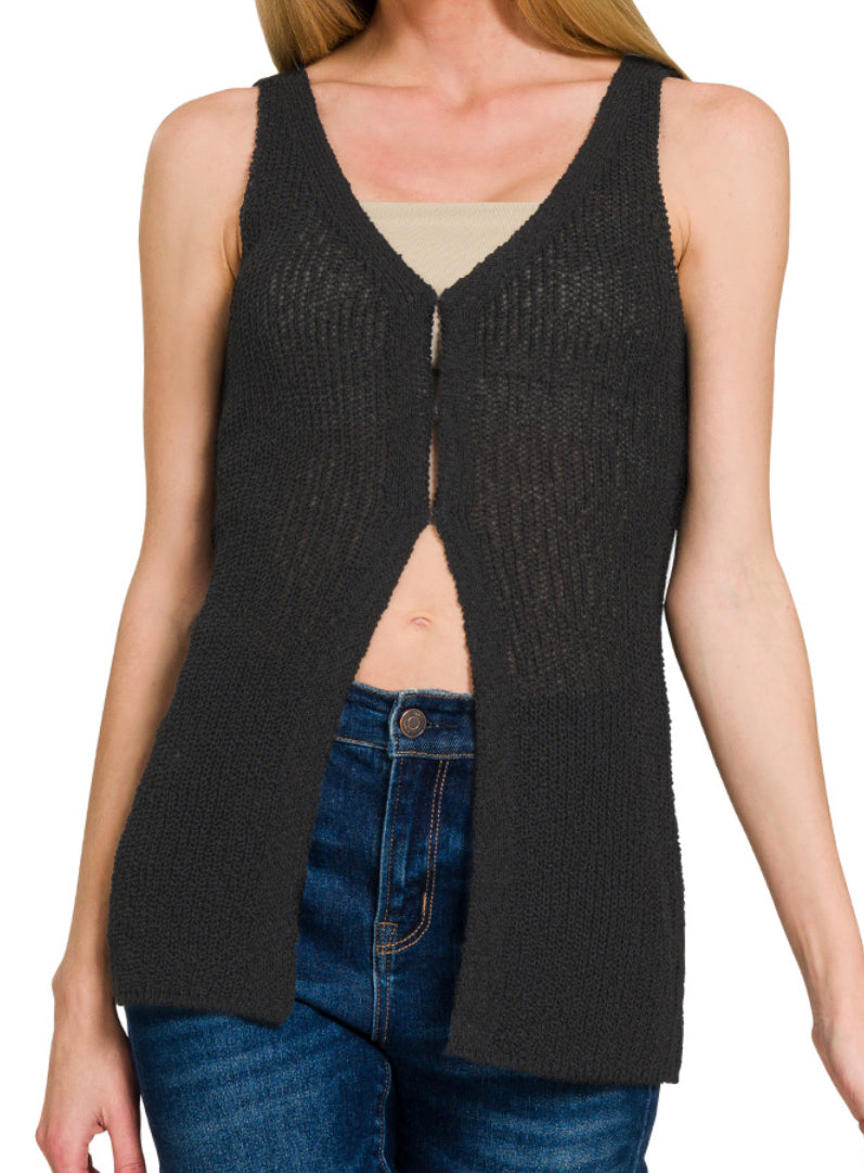 Eye-Hook Sweater Vest