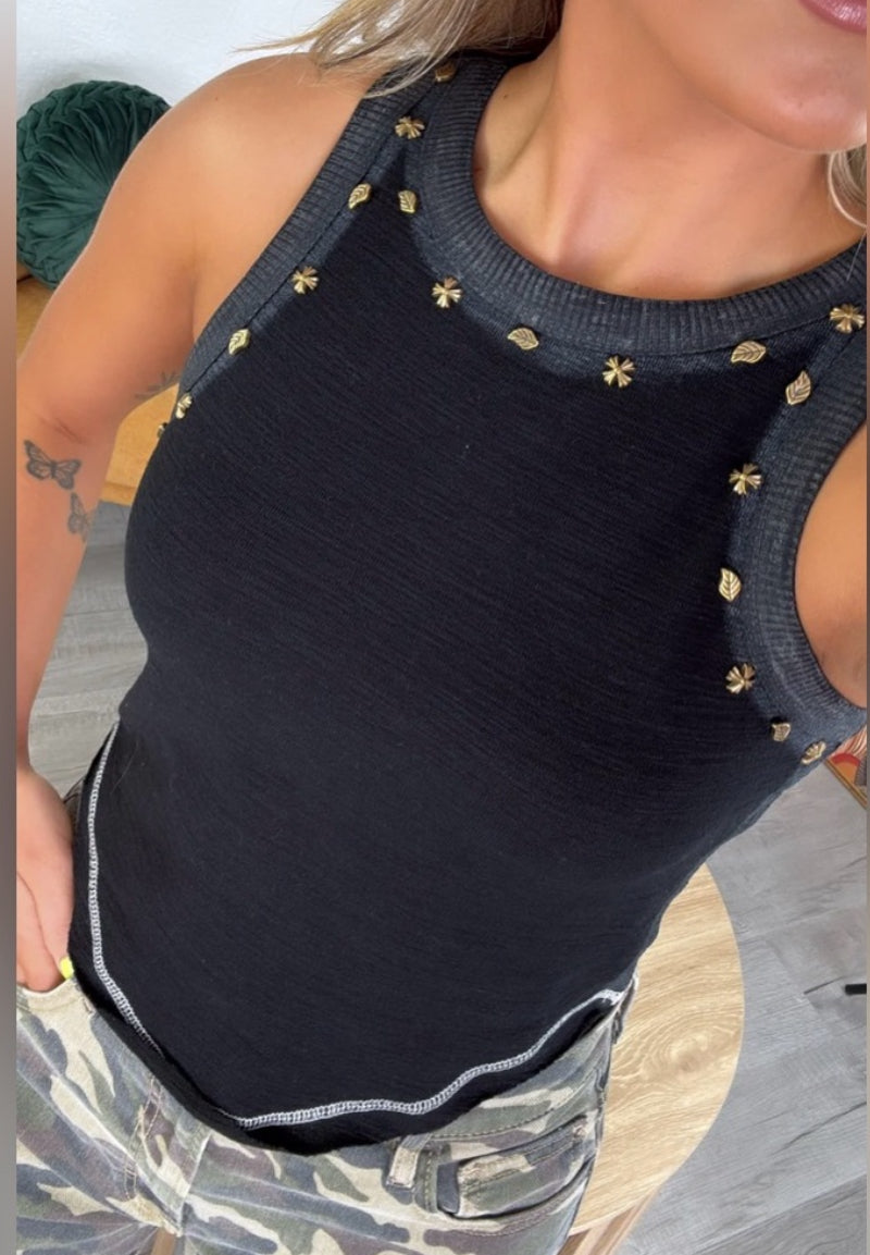 POL Studded Cropped Tank