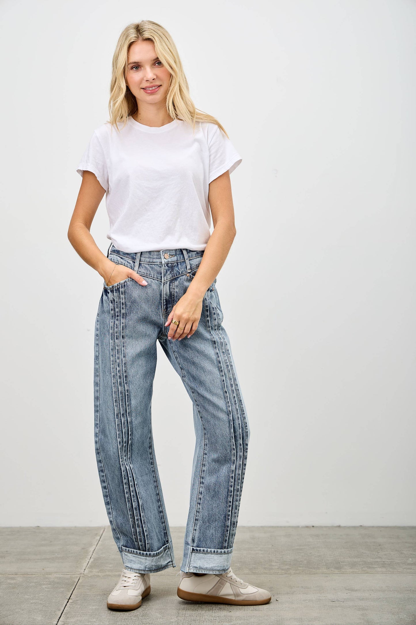 PREORDER- Saige Pleated Barrel Jeans