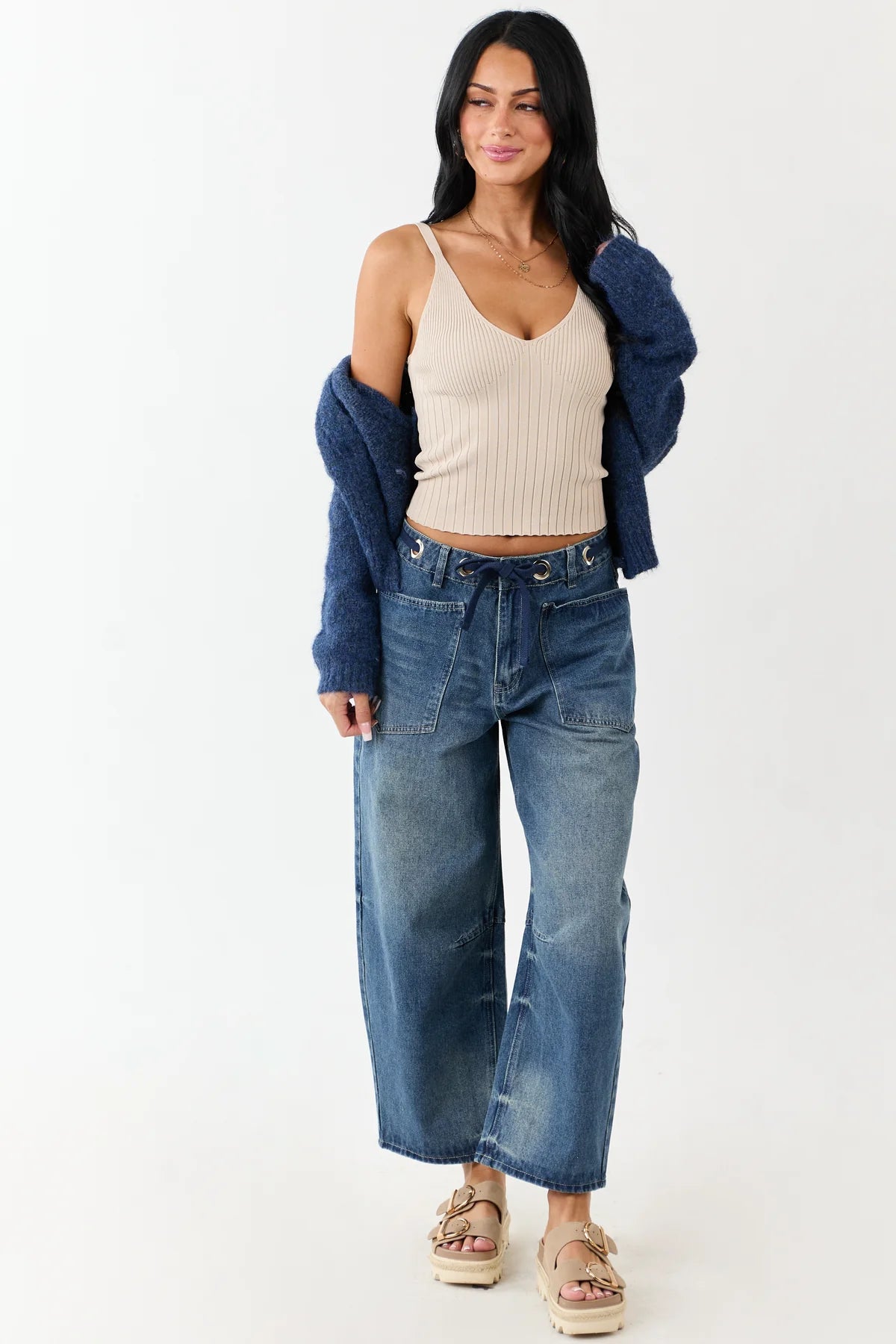 Very J Rope Barrel Jeans