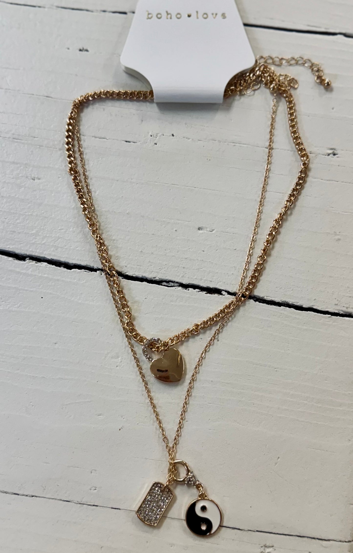 Boho Love Yin Yang Charm Necklace Set