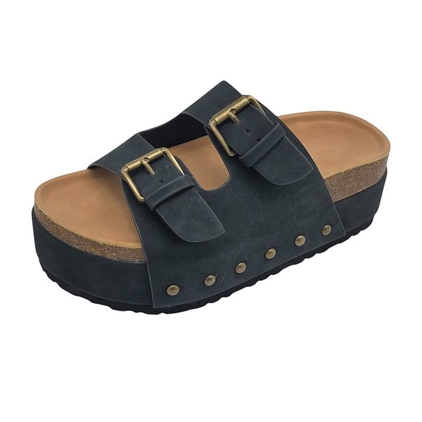 Double Buckle Platform Sandals
