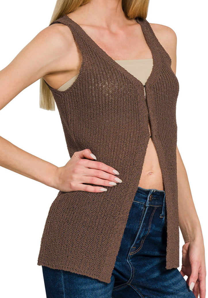 Eye-Hook Sweater Vest