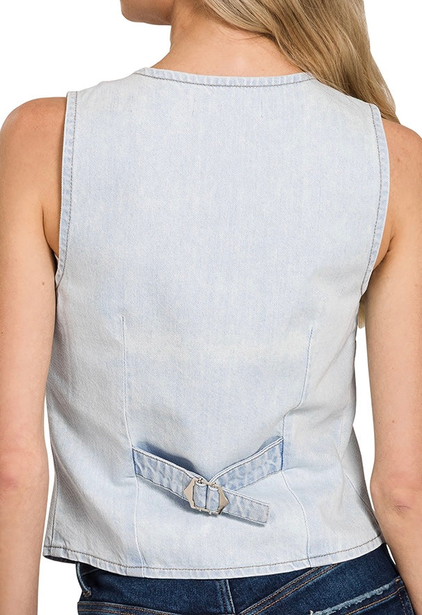 Light Wash Denim Vest