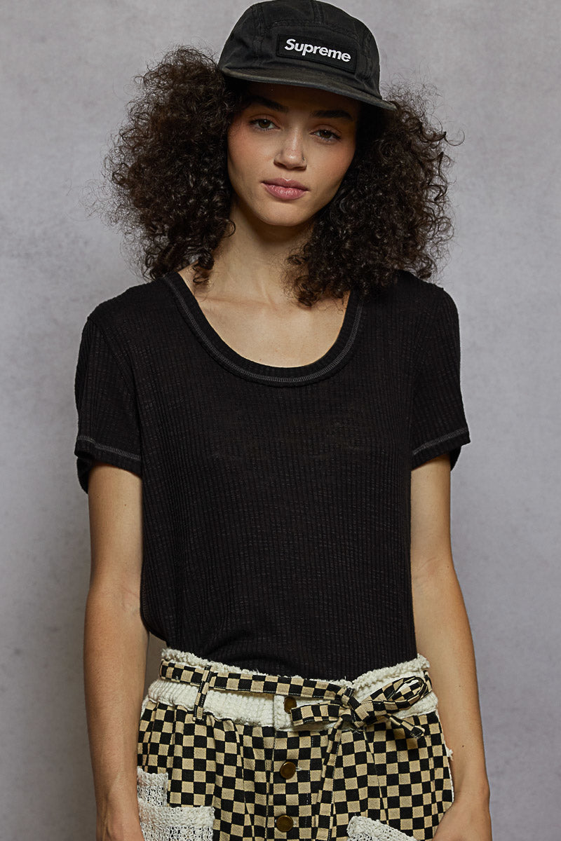 POL Contrast Stitch Tee