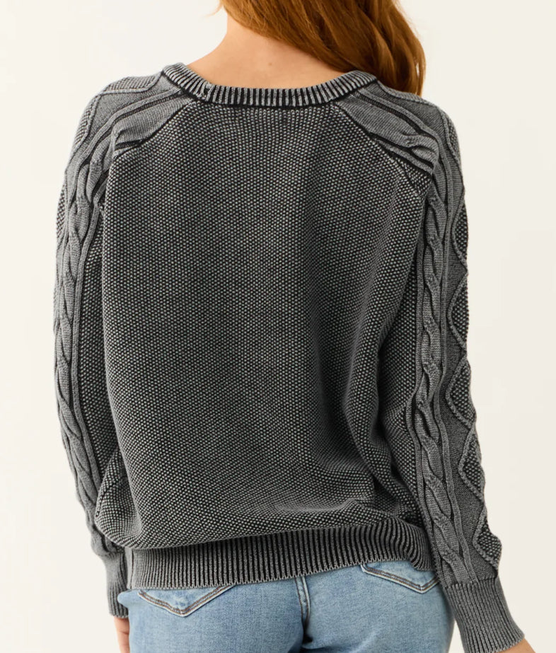 Cable Knit Washed Sweater Top