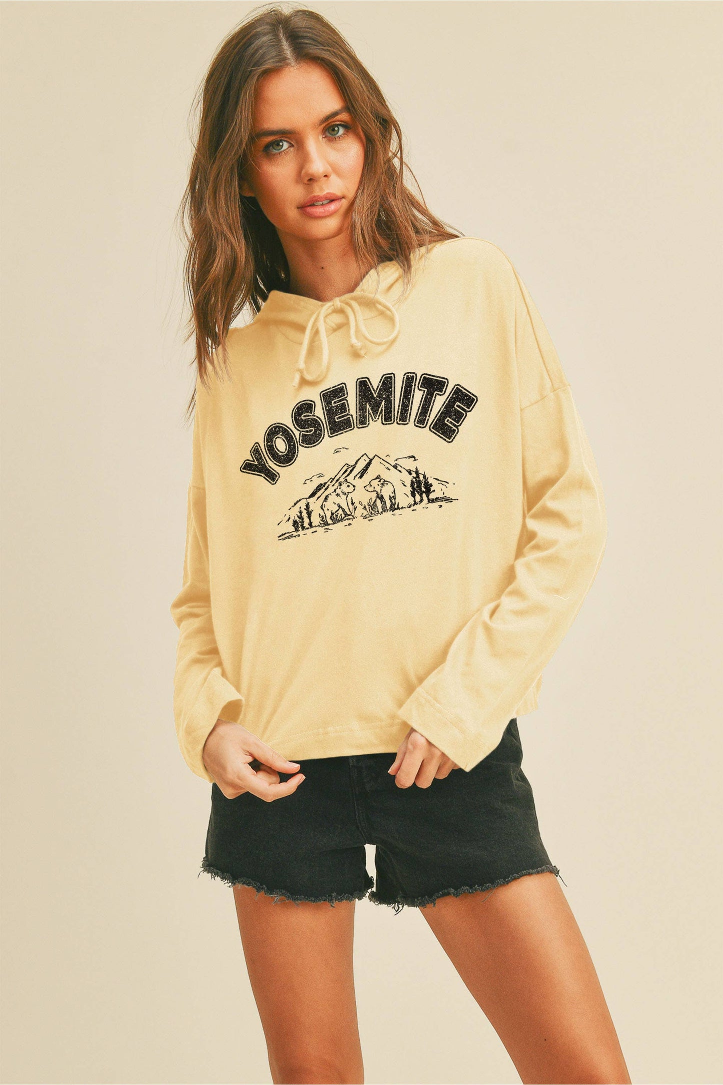 Yosemite Graphic Long Sleeve Hooded T-Shirt