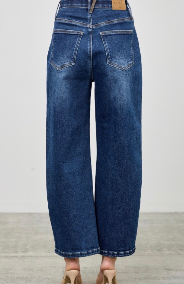 Saige Denim Dark Wash Barrel Jeans